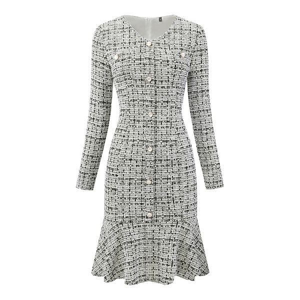 

Женское платье-русалка bodycon с длинным рукавом из твида для коктейля Inspire Chic, Gray