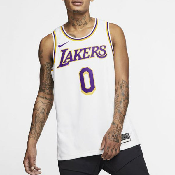 Спортивная футболка nba basketball jersey/vest sw fan edition los angeles lakers kuzma 0 jersey white Nike, белый — фото 3