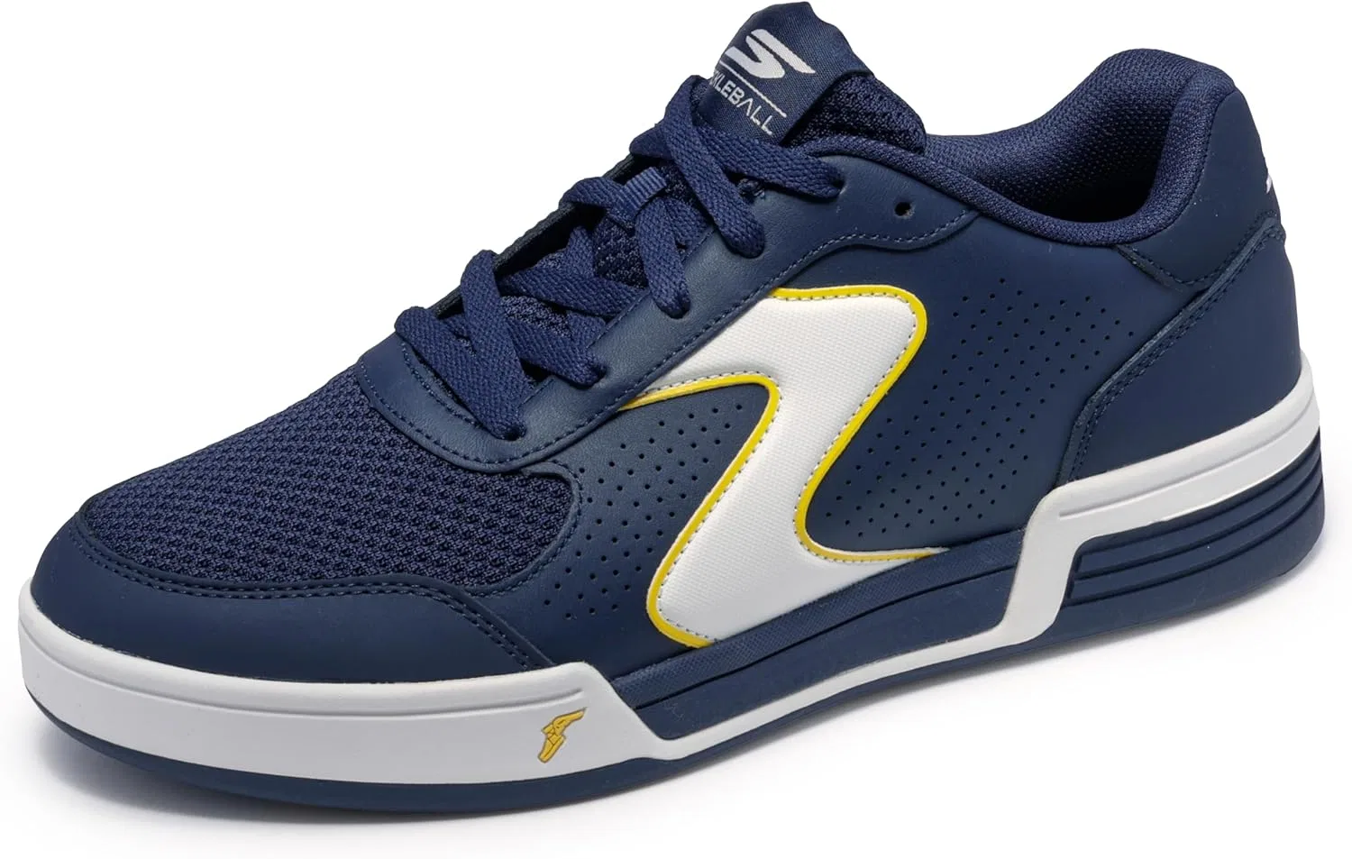 Мужские кроссовки Skechers Viper Court Classic, Navy Leather Synthetic Textile Yellow Trim