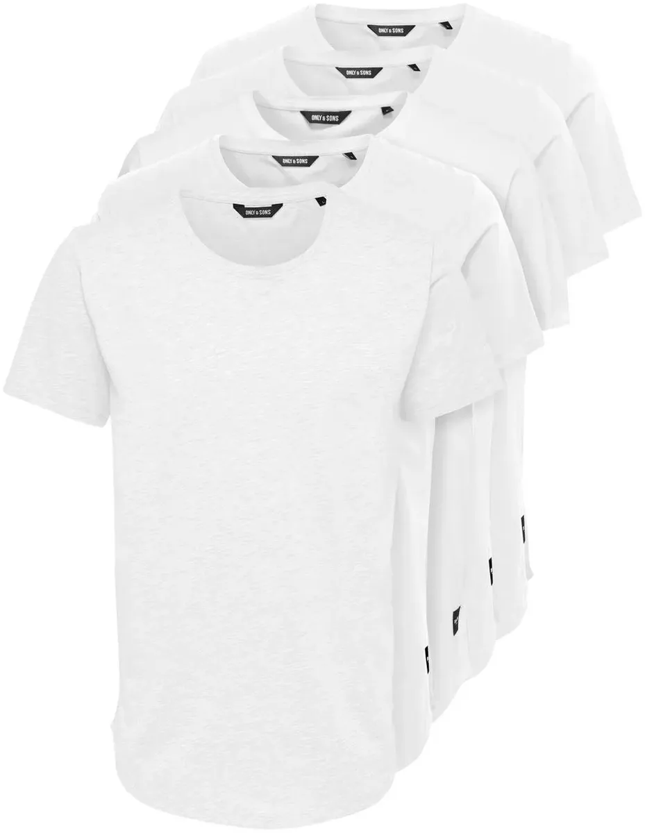 

ФУТБОЛКА ONLY & SONS "ONSMATT LONGY SS TEE 5-PACK", белый