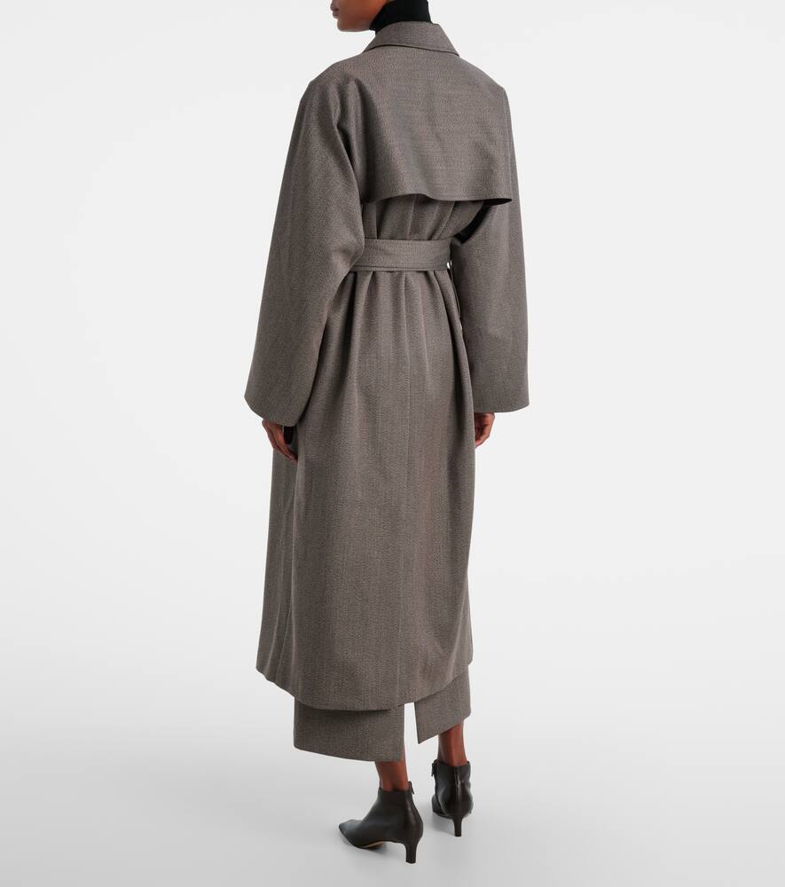 Тренч из габардина из вирджинской шерсти Rhydian The Row, Black/Light Brown — фото 3