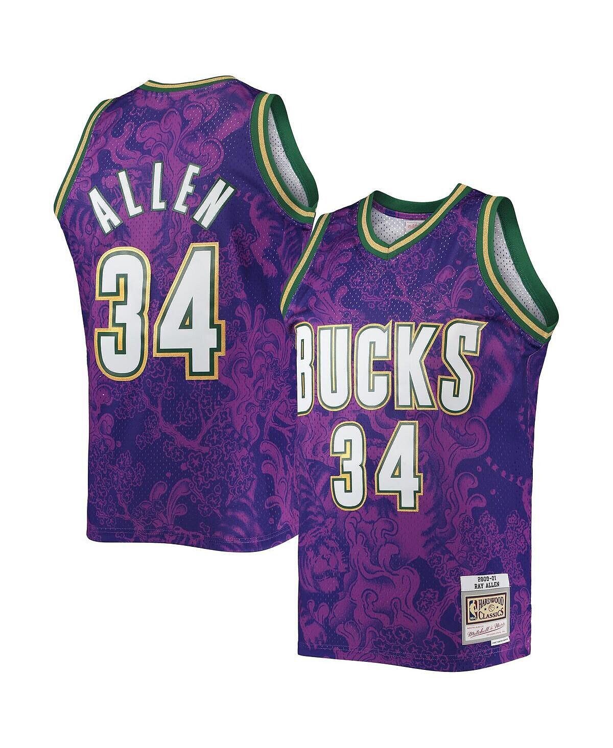 

Мужская футболка Ray Allen Purple Milwaukee Bucks Hardwood Classics 2000-01 Lunar New Year Swingman Джерси Mitchell & Ness