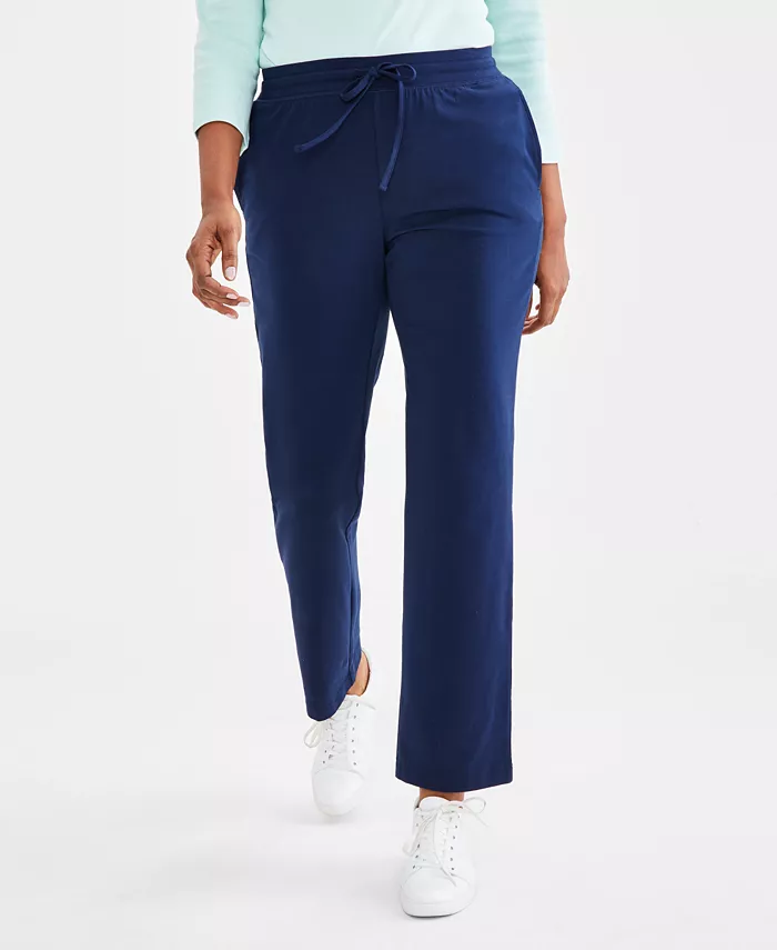 

Женские спортивные брюки средней посадки со шнурком на талии, Regular & Petite Style & Co, синий