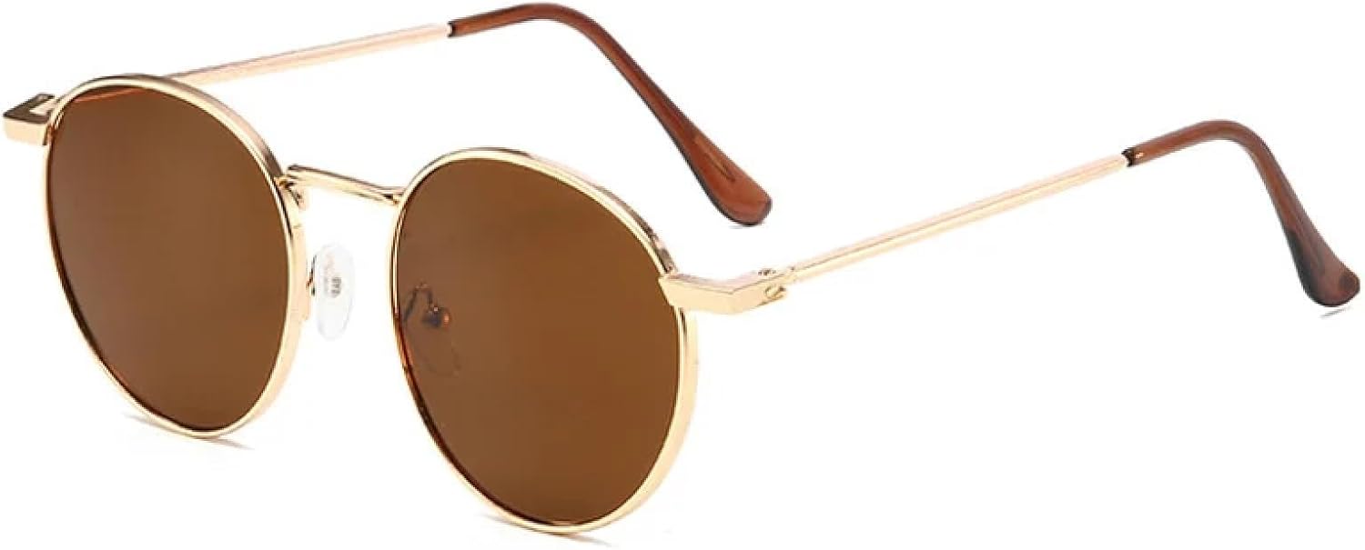 

Ретро-классические круглые мужские солнцезащитные очки в металлической оправе, модные прозрачные линзы с градиентом цвета океана, защита от УФ-излучения UV400 для женщин HHZZYVY, Golden Tea