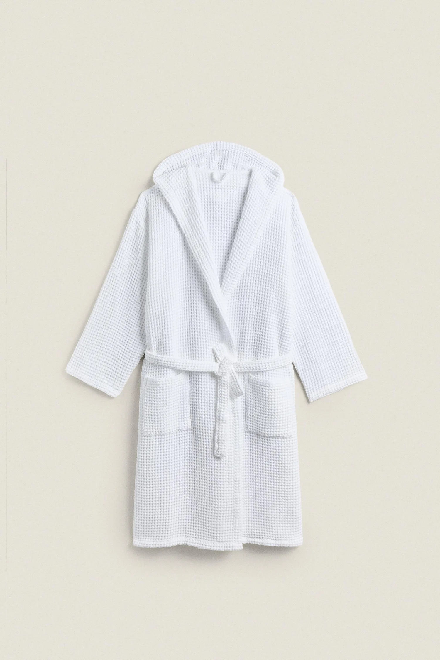 Хлопковый вафельный халат Zara, белый