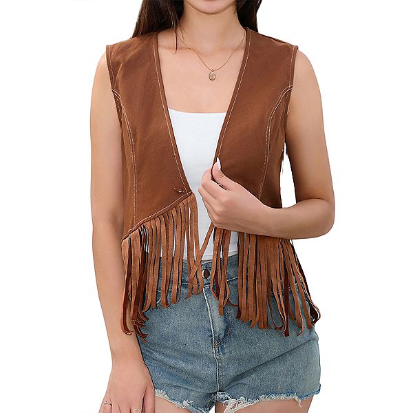 

Кардиган-жилет без рукавов с бахромой Clearflower, Brown