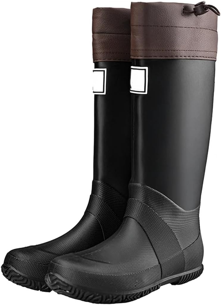 

Мужские и женские резиновые сапоги, длинные и высокие водонепроницаемые резиновые туфли Generic, черный