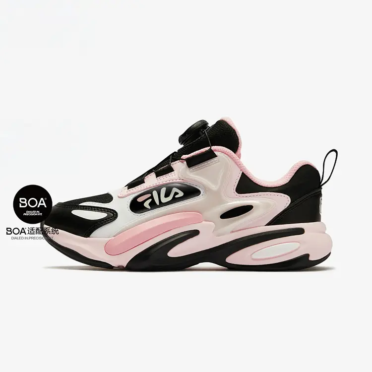 FILA KIDS Детские кроссовки BOA с защитой от ударов и износа, низкие, цвет черный, розовый, для подростков — фото 2