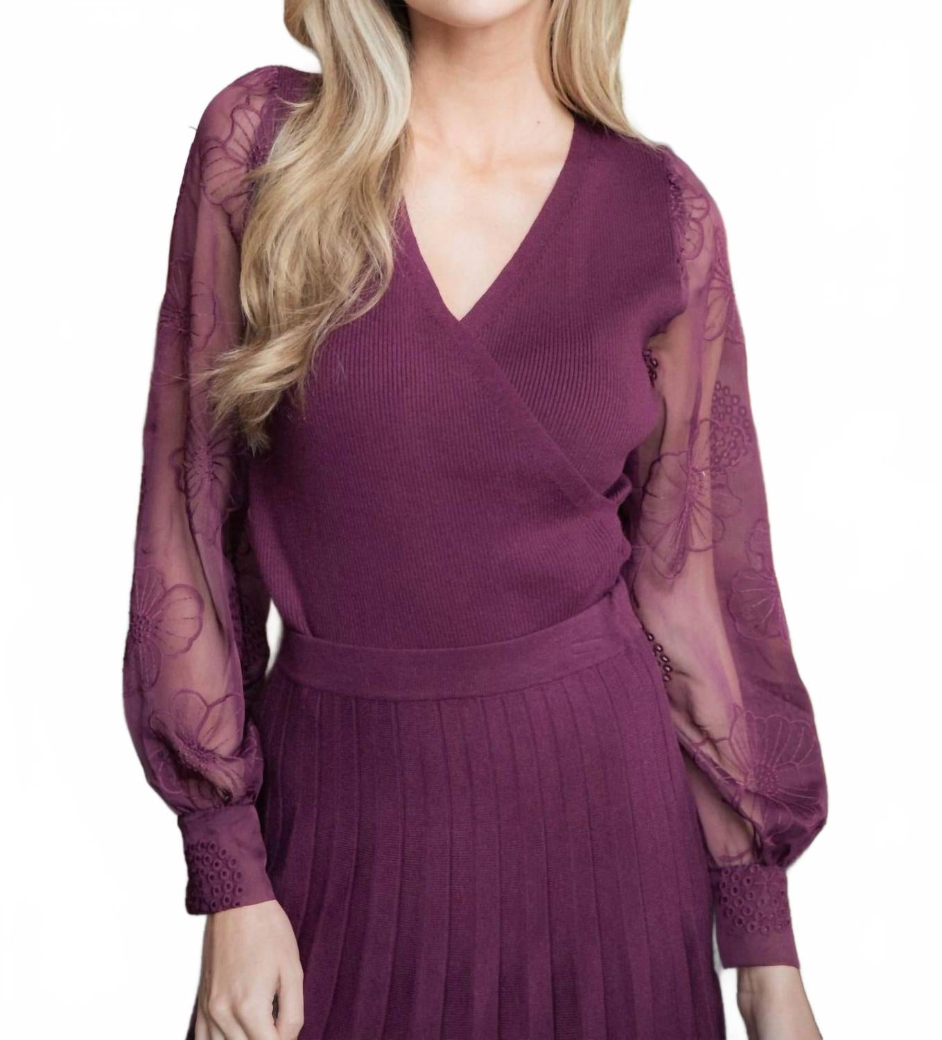 

Свитер-халат Rebel с кружевными рукавами, сливовый SKIES ARE BLUE, Plum