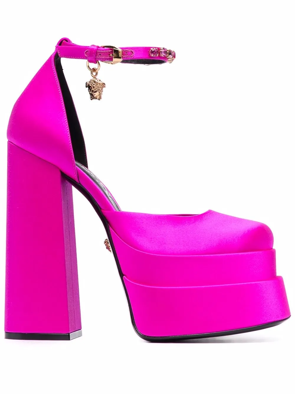 Босоножки на платформе с декором Medusa VERSACE, розовый