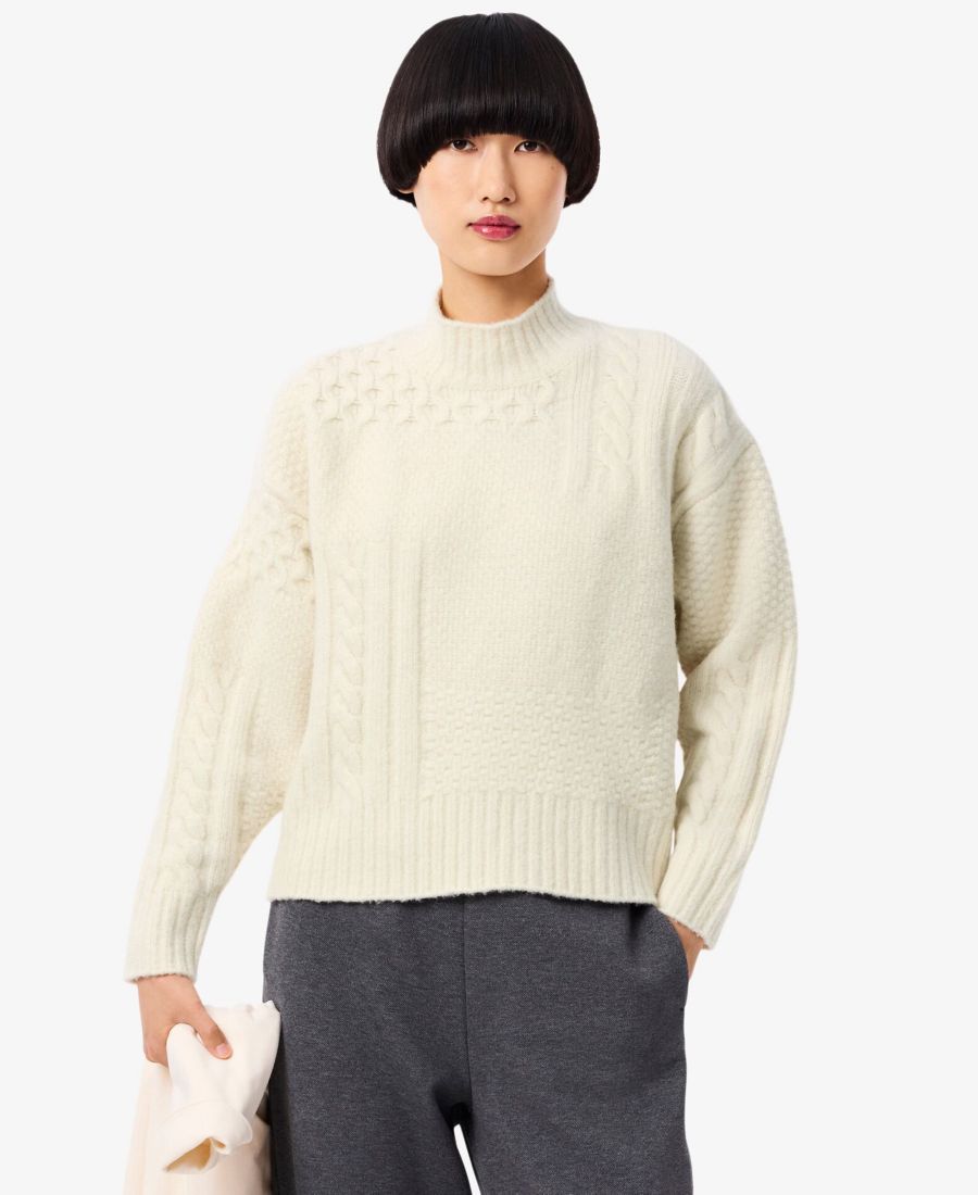 

Женский вязаный свитер с высоким воротником LACOSTE USA, Natural