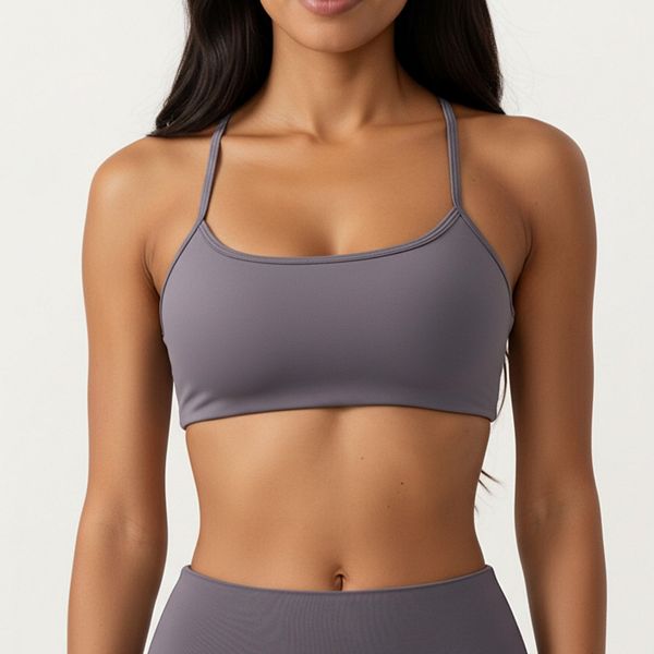 

Женский спортивный топ с ремешками на спине, круглым вырезом и эластичным трикотажем Anna-Kaci, Gray