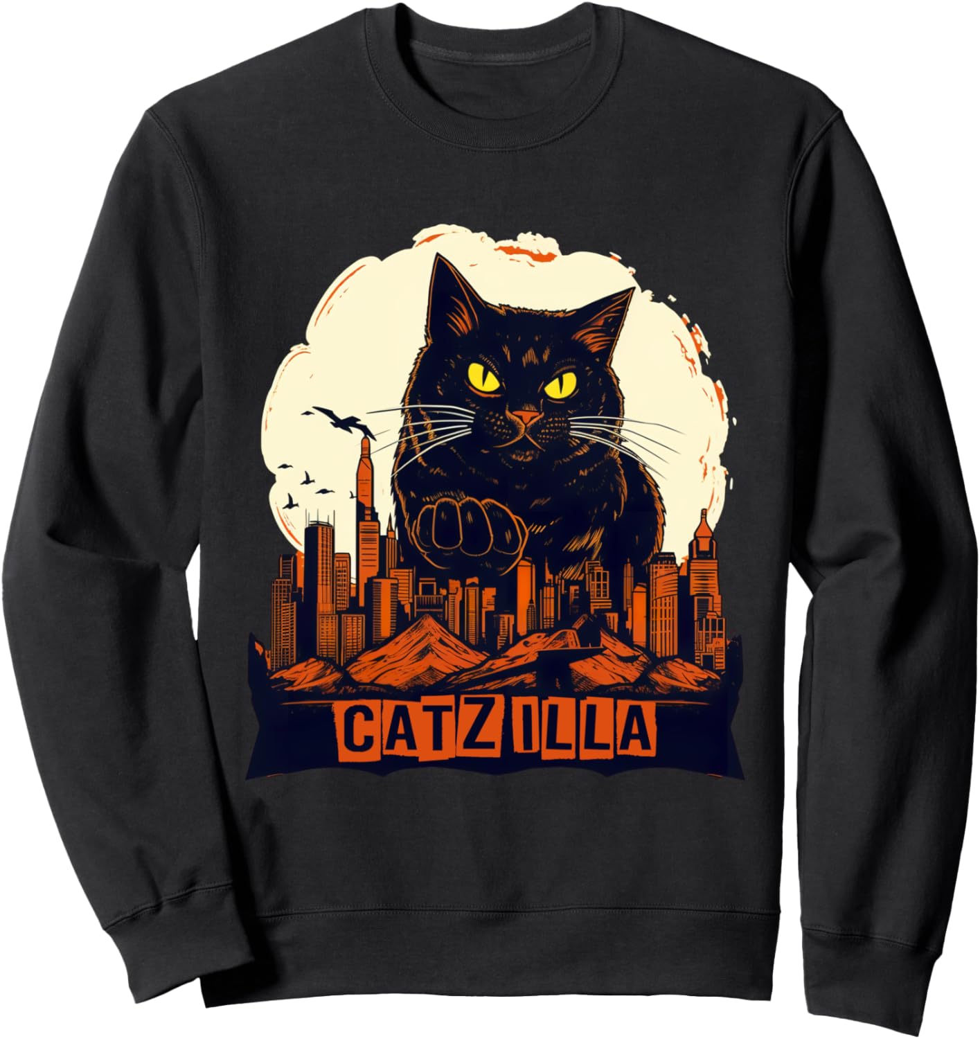 

Винтажная толстовка с изображением гигантской кошки Казиры Cat Lovers Catzilla Clothing Co., черный