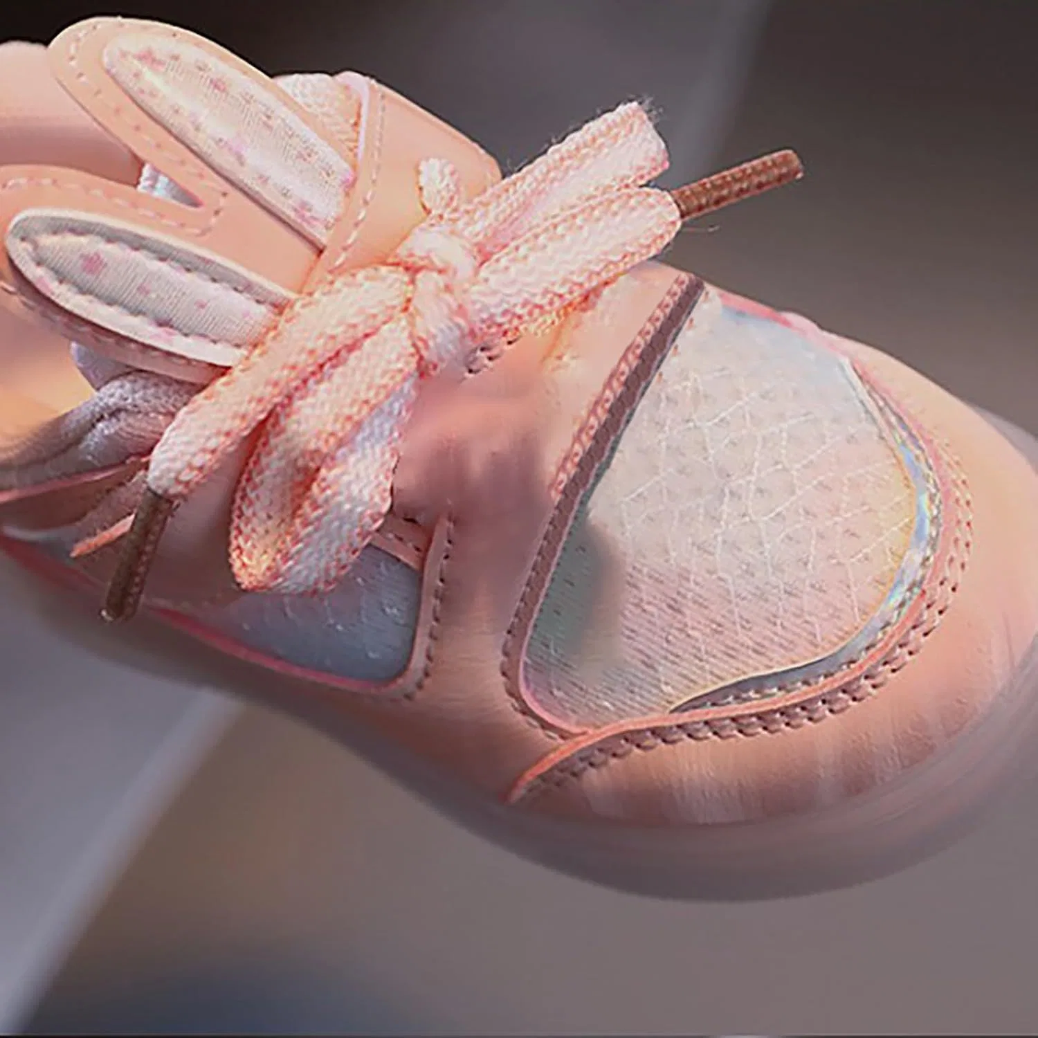 Детские кроссовки для девочек с принтом кролика и блестками, Pink — фото 3