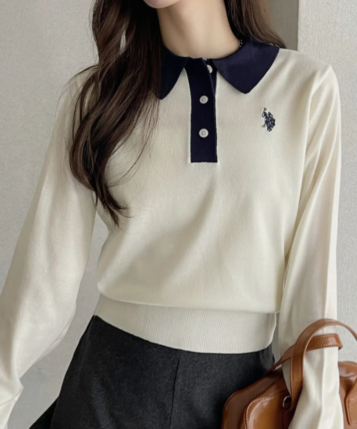 Женский компактный нитяной поло U.S. POLO ASSN., Белый
