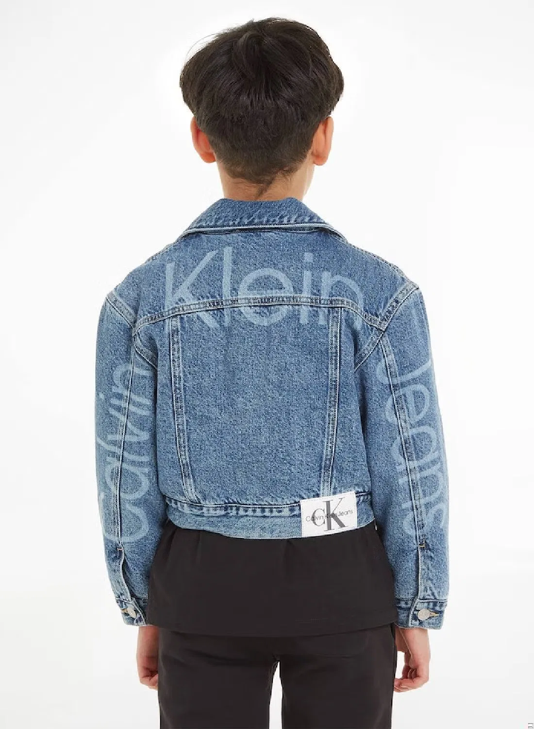 Джинсовая куртка свободного кроя для мальчиков Calvin Klein Jeans, синий — фото 3