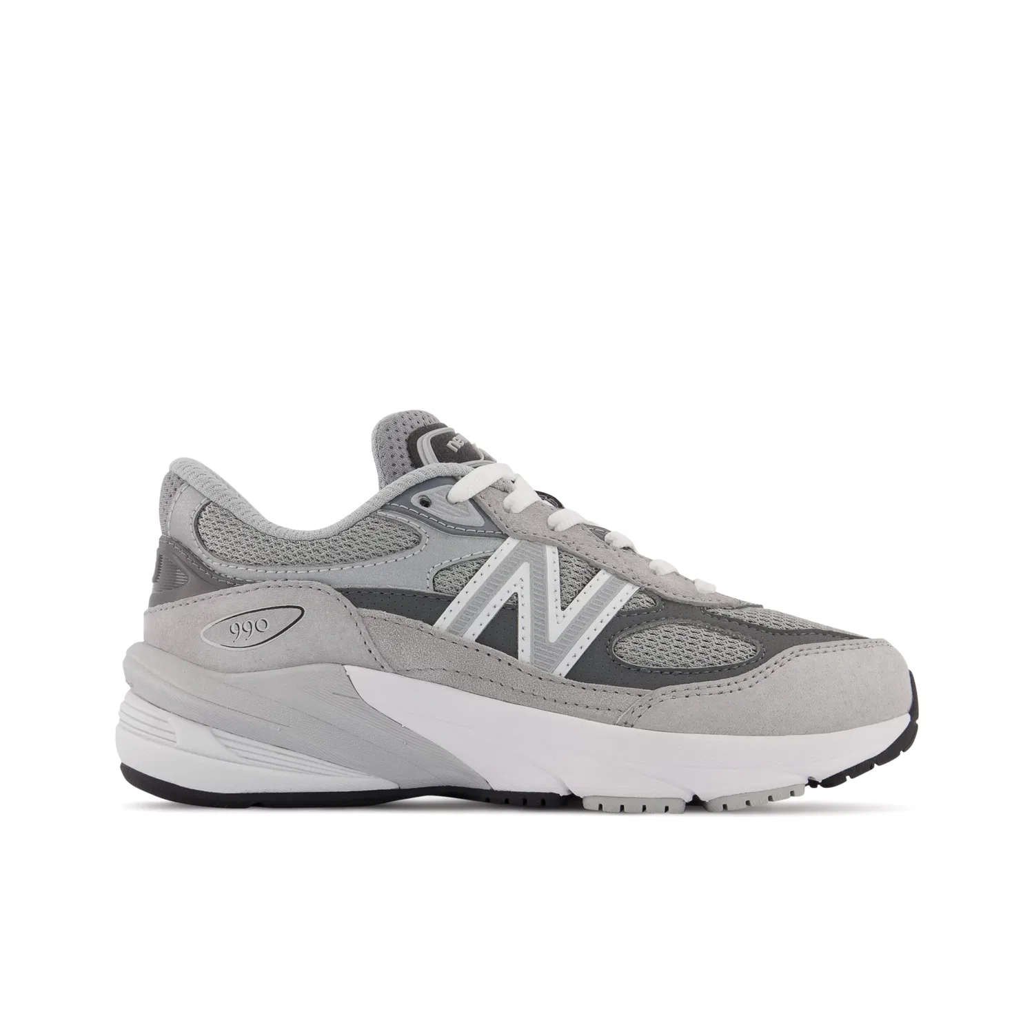 Детские кроссовки с шнуровкой на подошве FuelCell 990v6 New Balance, Grey With Silver