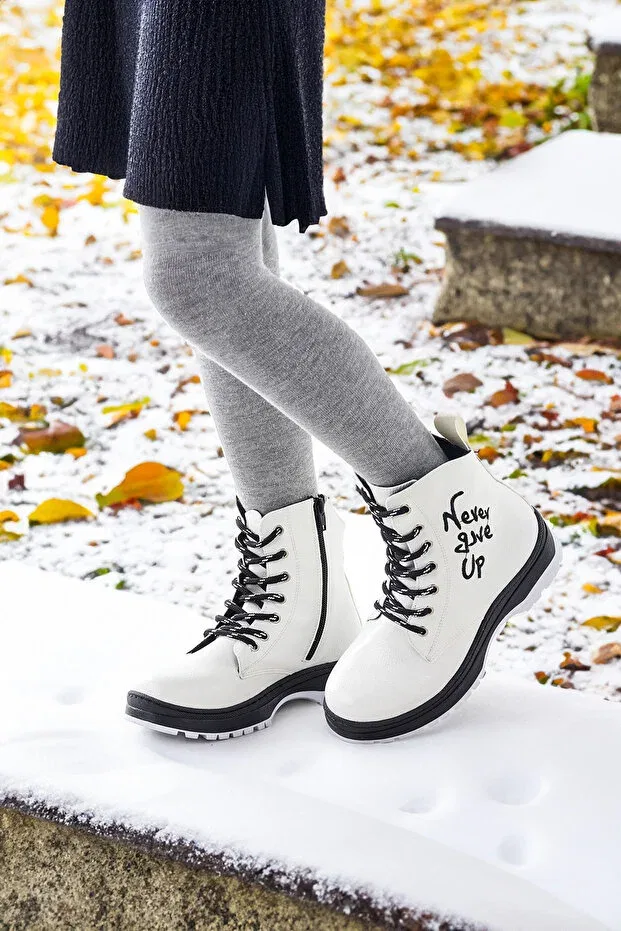 Детские ботинки для девочек термо Kiko Kids, White - Black — фото 2