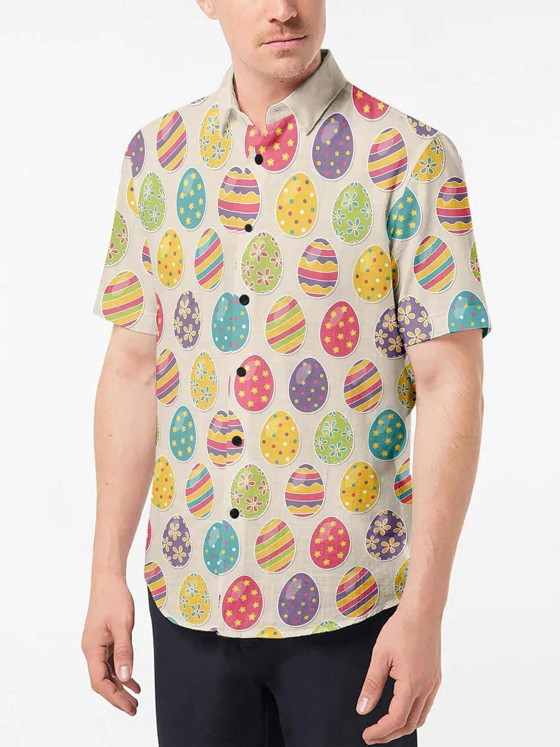 Мужская рубашка с принтом Easter Button Down Shirts, жёлтый — фото 4