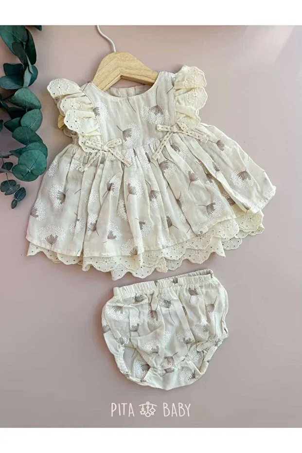 Детский комплект для девочек с цветочным принтом Pitababy, Brown