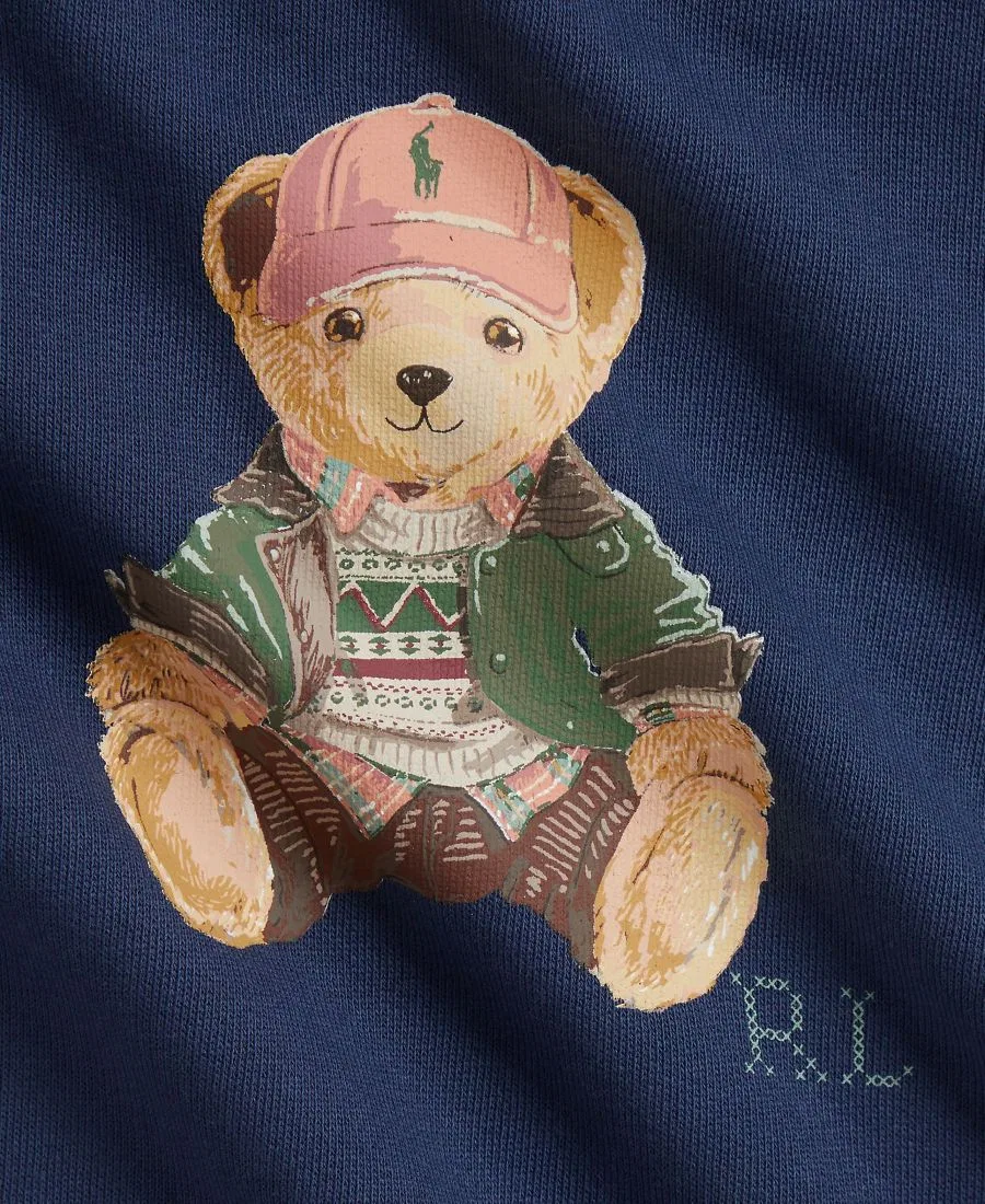Комбинезон из футера с Поло Медведем Polo Ralph Lauren, Rustic Navy — фото 3