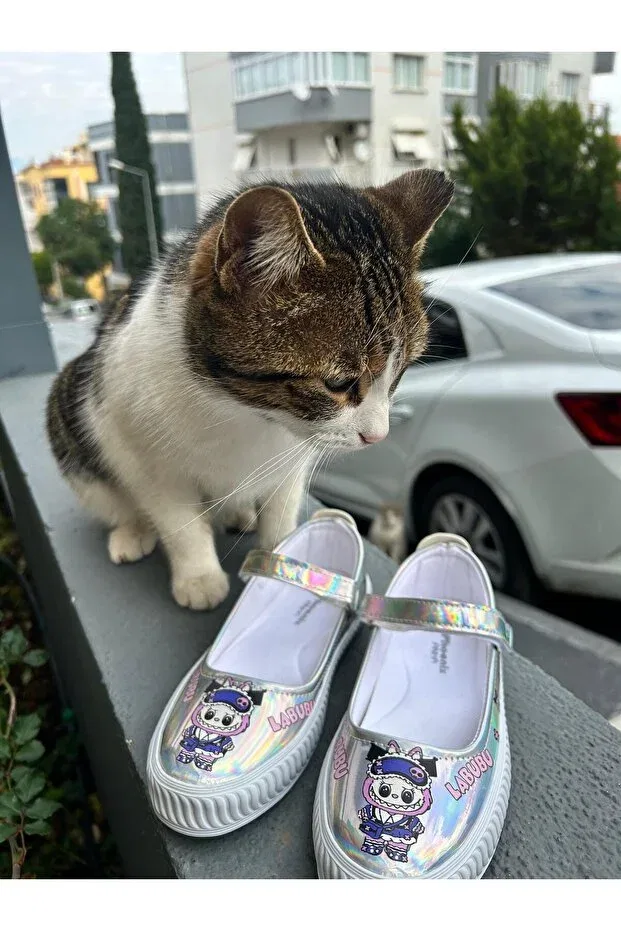 Детские балетки для девочек с принтом Labubu Girl's Hologram Shiny Scarpe Magiche, Silver