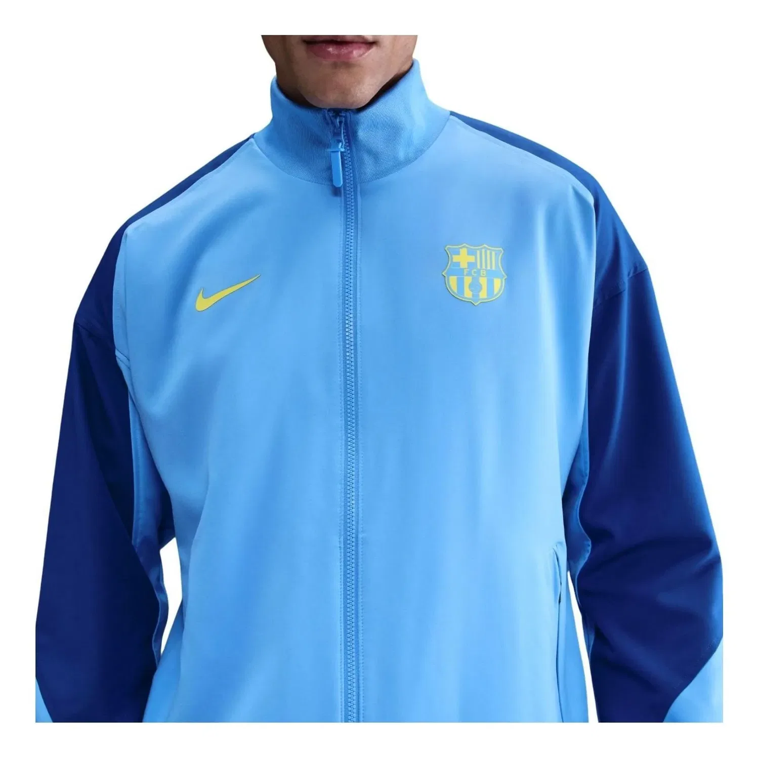 Мужская куртка F.C. Barcelona Strike Fourth Dri-FIT Anthem Jacket 'University Blue Gym Blue Opti Nike, University Blue/Gym Blue/Opti Yellow