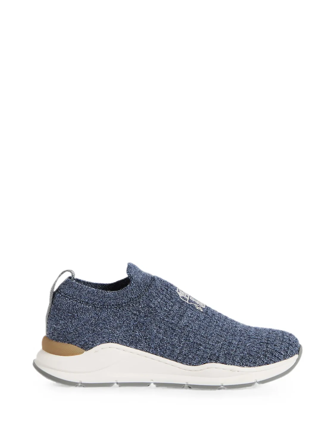 Слипоны с вышитым логотипом Brunello Cucinelli Kids, синий
