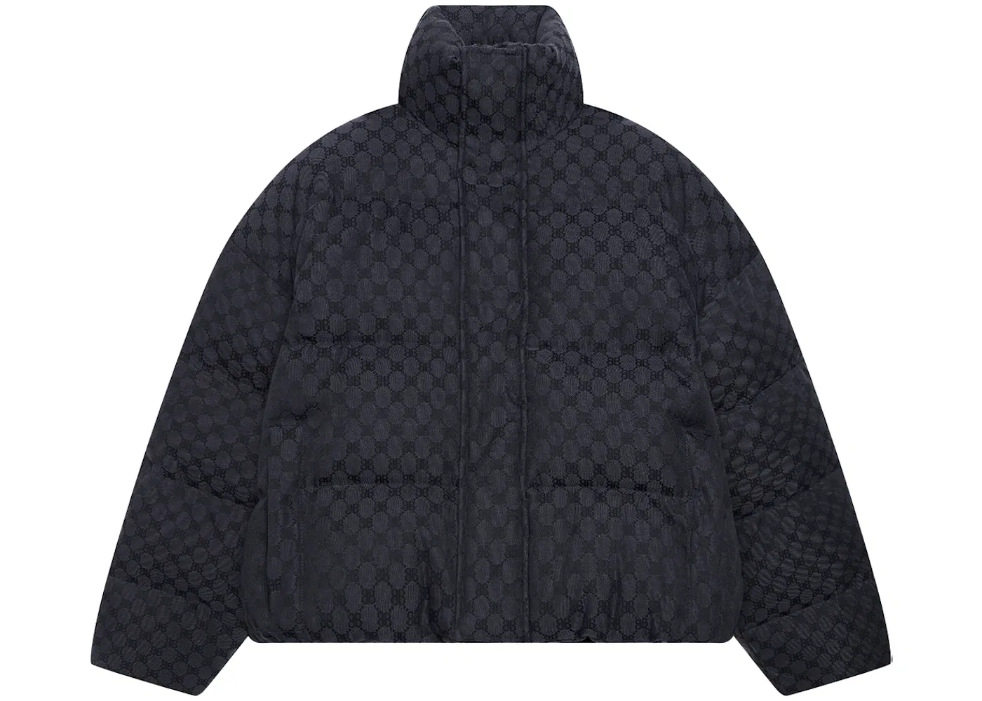 Мужская куртка-пуховик Hacker BB Puffer Jacket Gucci, Black Dark Grey
