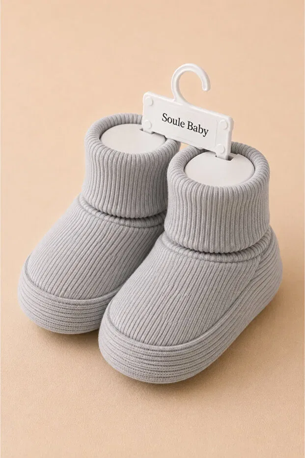 Детские пинетки для новорожденных хлопковые органические Souleessentials, Gray — фото 4