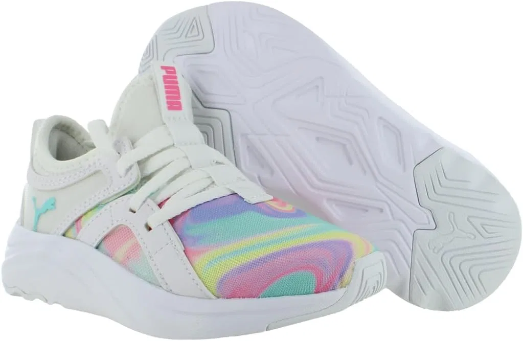 Детские кроссовки для девочек Soft Sophia Swirl AC PS PUMA, Puma White/Island Paradise/Pink Glimmer — фото 2