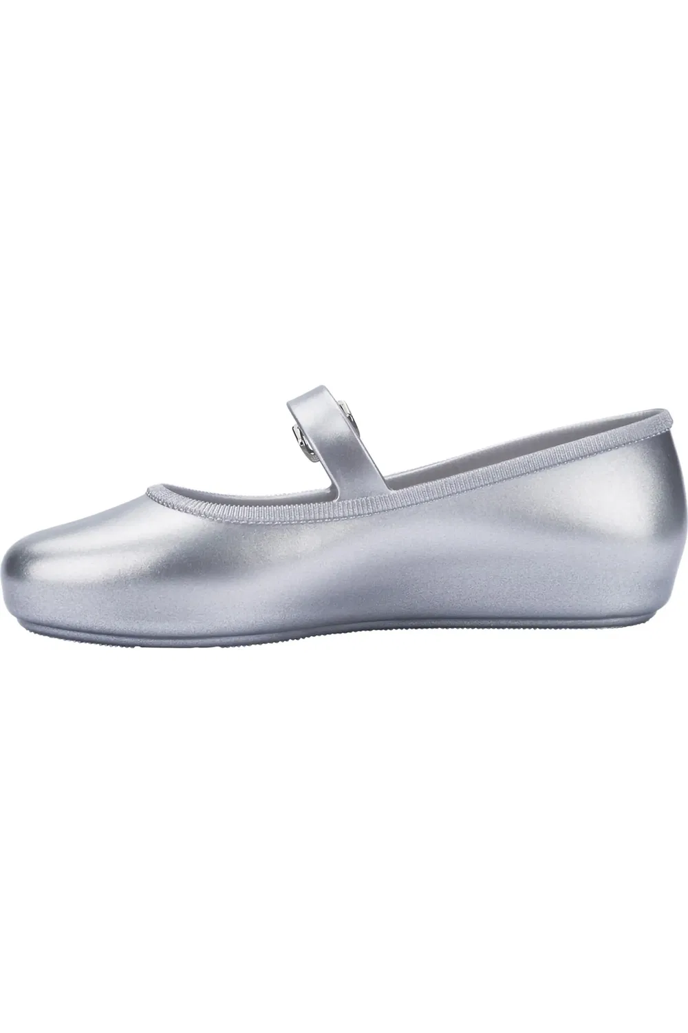 Детские балетки водонепроницаемые с регулируемым ремешком Mini Melissa, Silver — фото 4