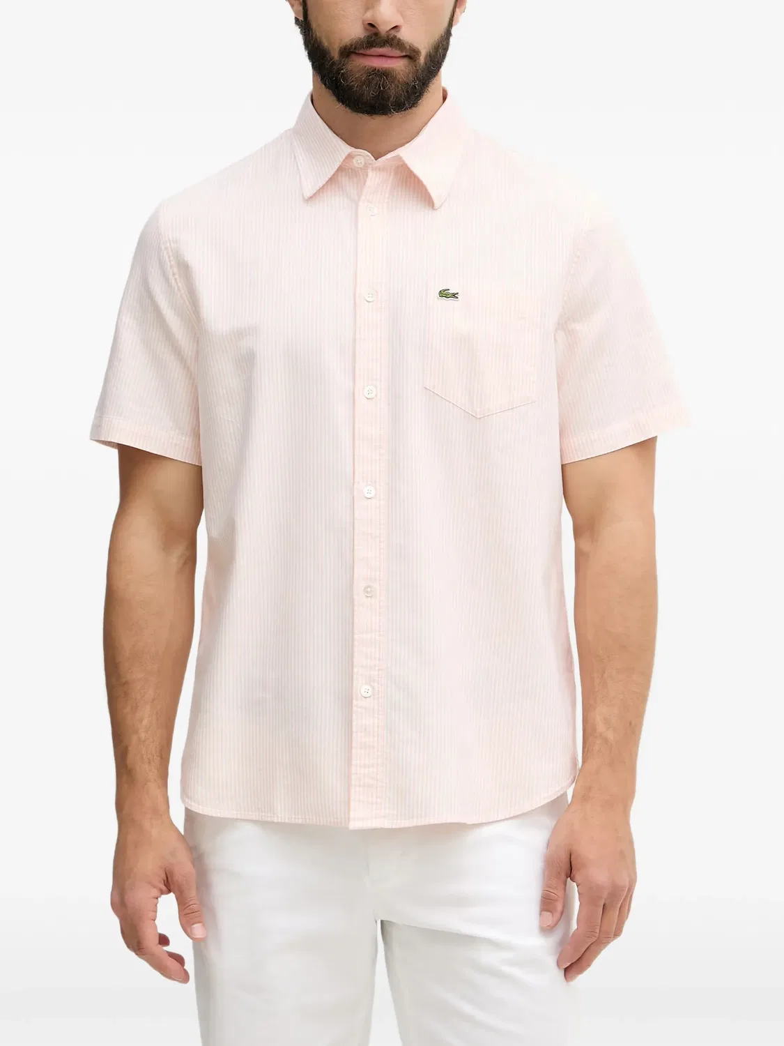 Рубашка в полоску с коротким рукавом Lacoste, розовый