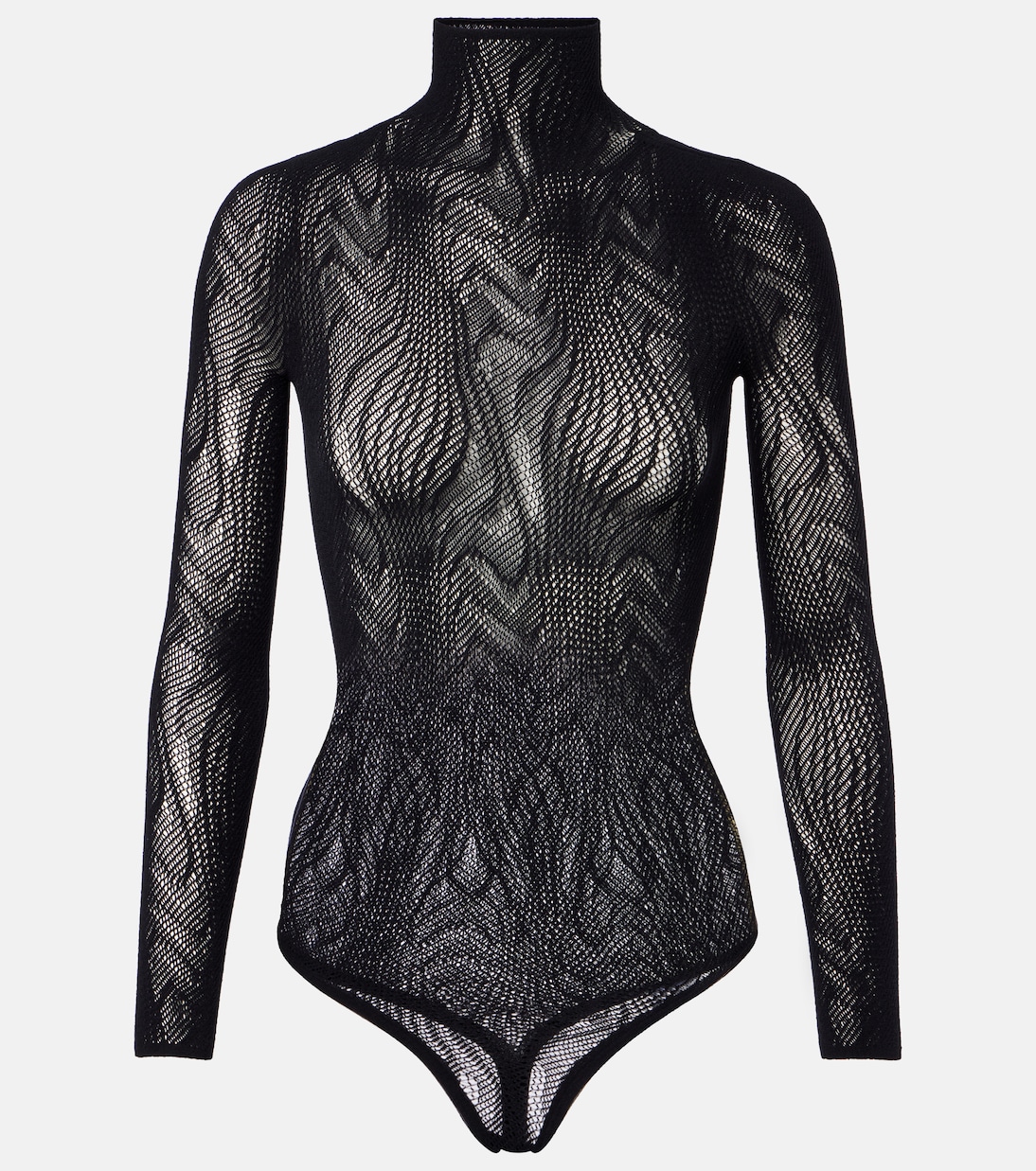 

Полупрозрачный сетчатый боди Wolford, черный