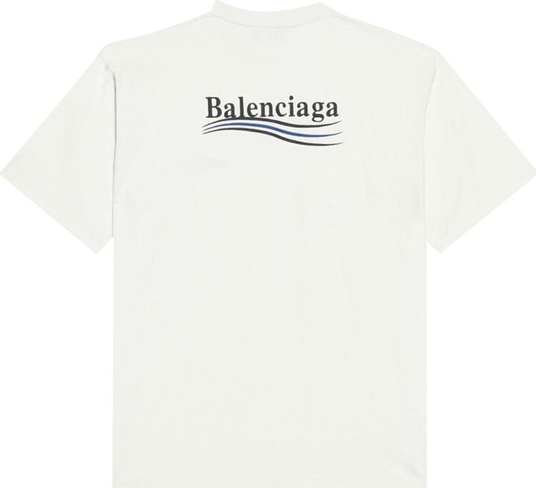 Футболка Balenciaga Political Campaign хлопковая с логотипом, белый/серый — фото 3