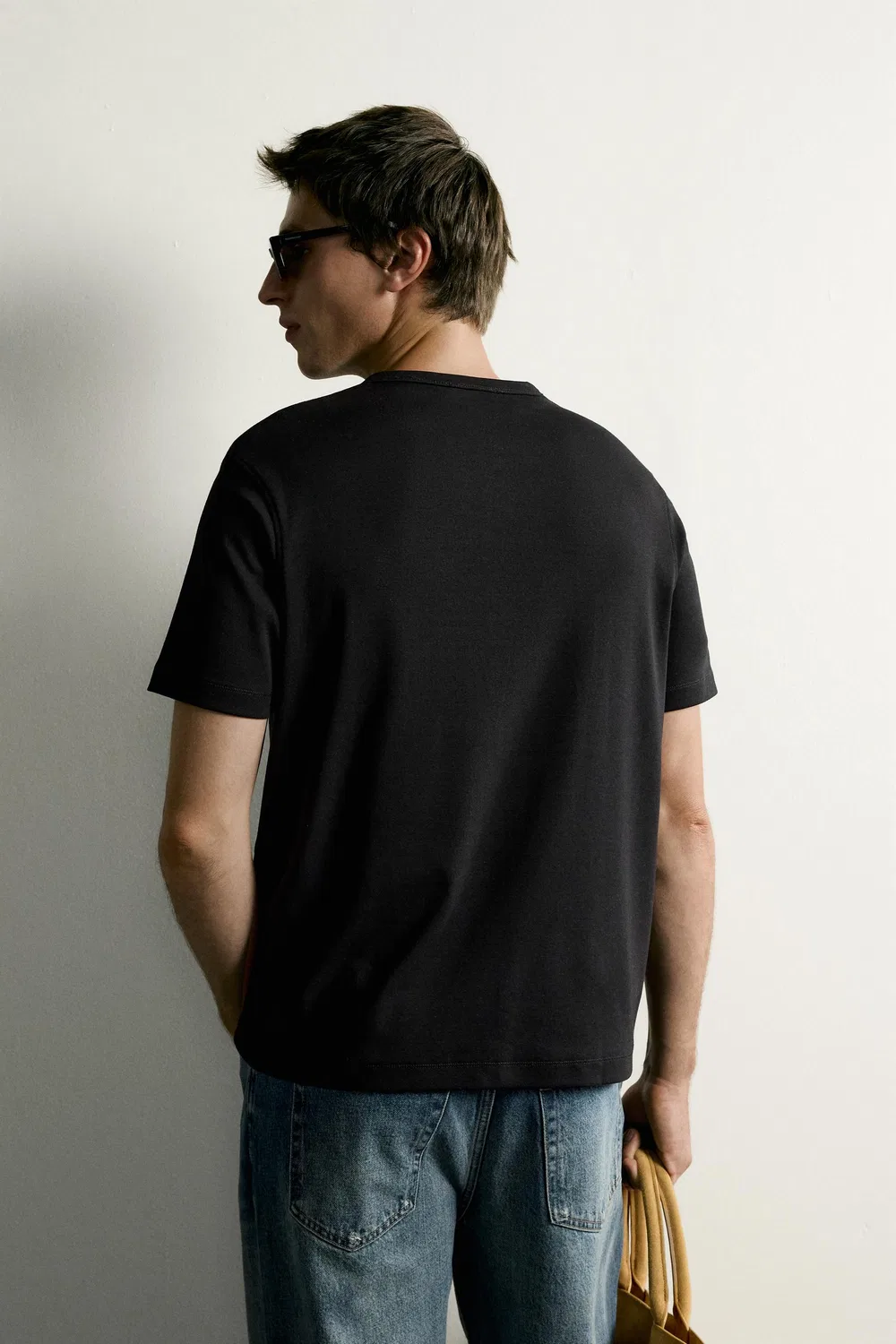 Футболка Henley стандартного кроя ZARA, Black — фото 3