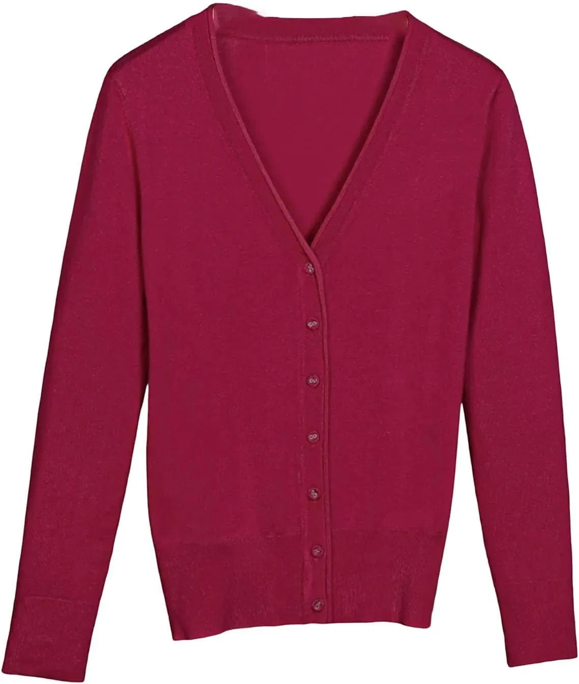 Женский вязаный кардиган с V-образным вырезом, с длинным рукавом, Purplish Red