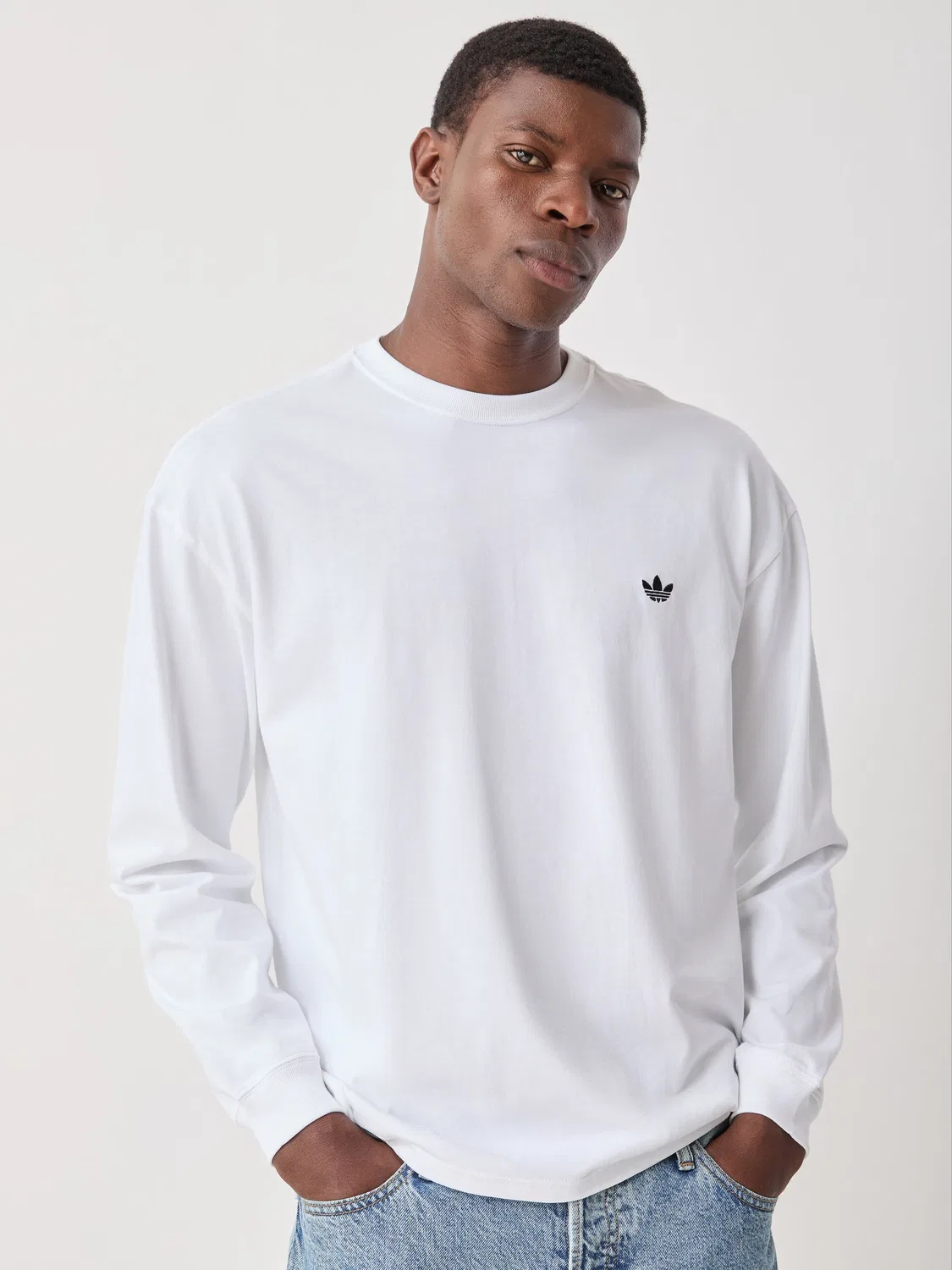 Футболка с длинным рукавом Trefoil Essentials, adidas Originals, белый