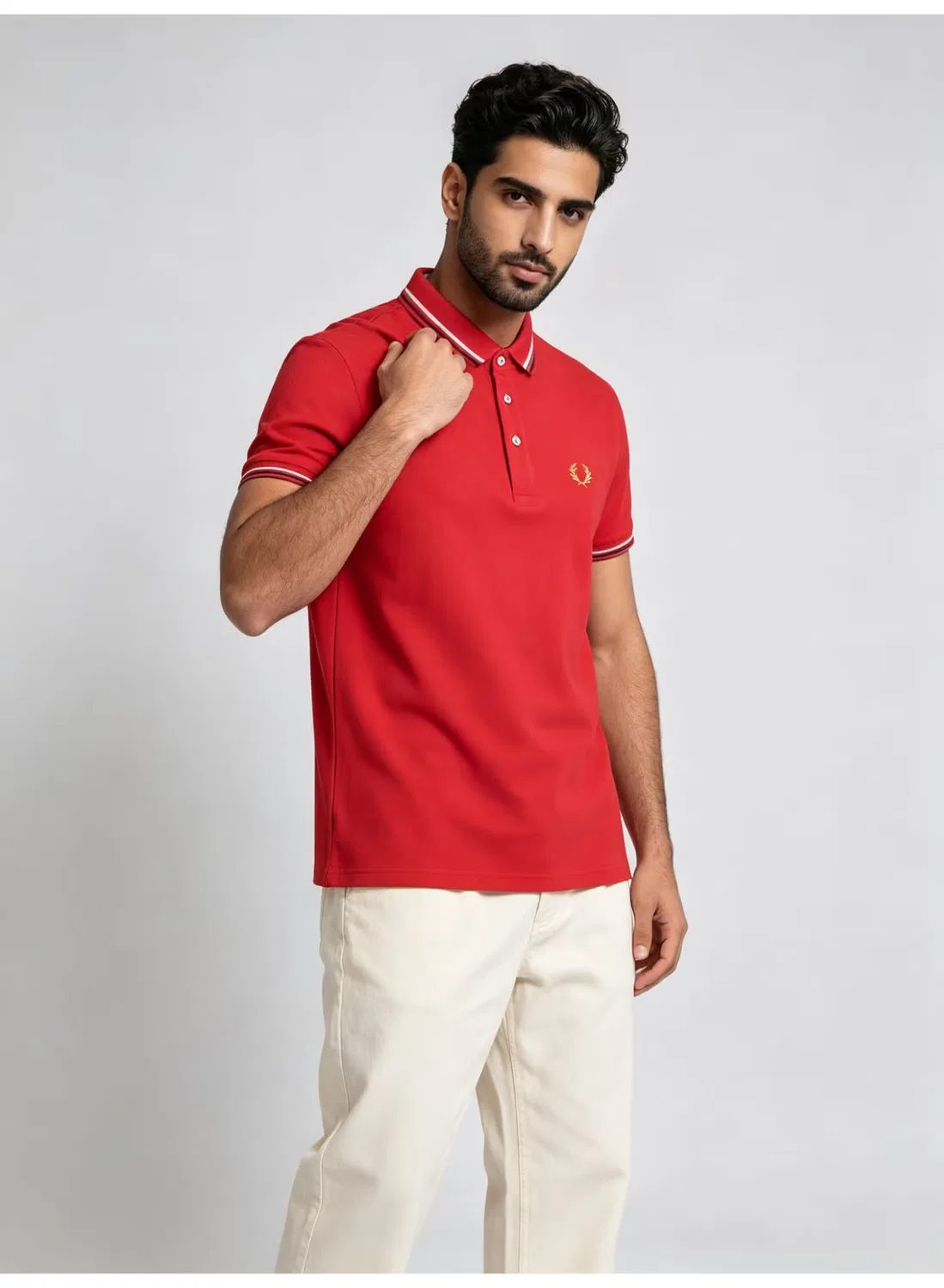 Поло с контрастными полосками Fred Perry, красный