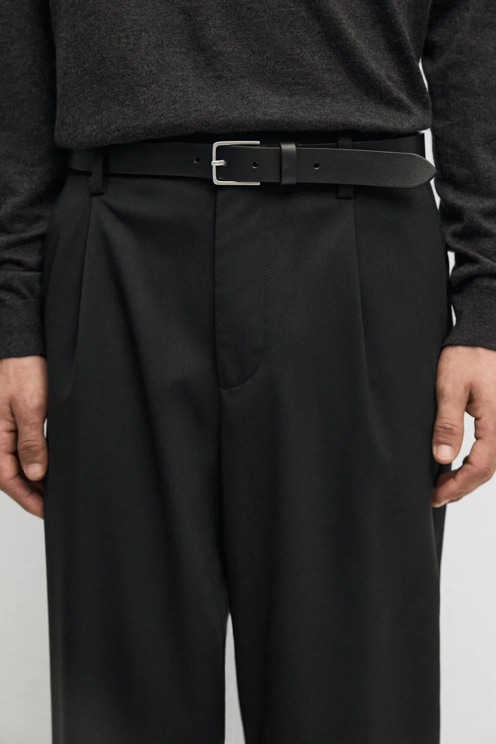 Брюки Massimo Dutti, приталенный силуэт, черный — фото 4