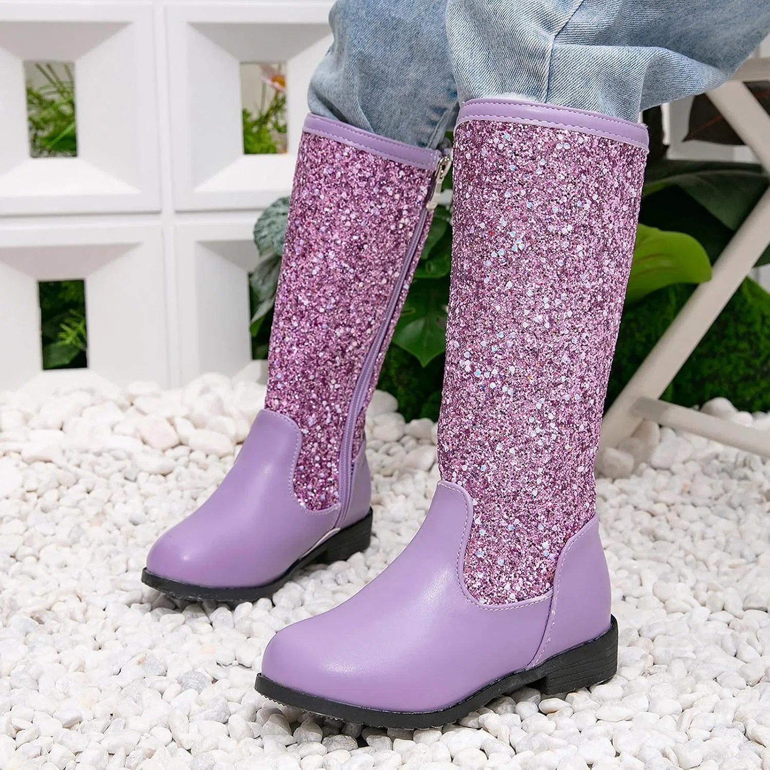 Детские сапоги для девочек с блестками Glitter Cowboy Boots, Purple — фото 3