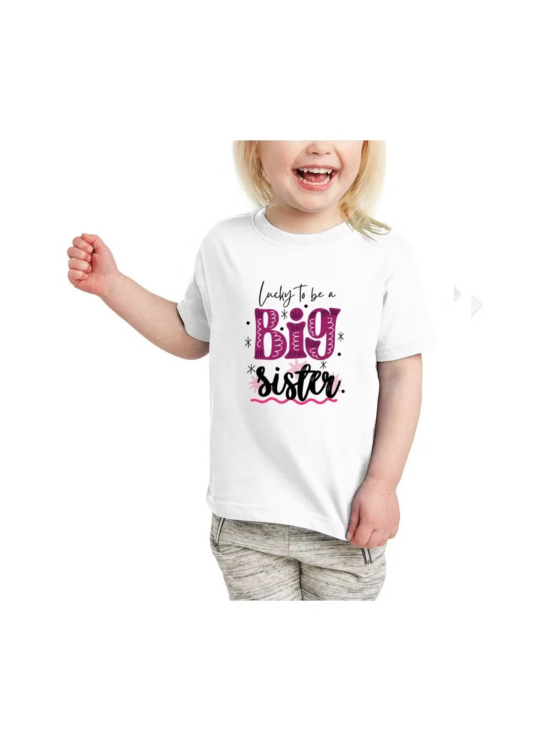Футболка с принтом для будущей старшей сестры Big Sister Printshop4Me, белый