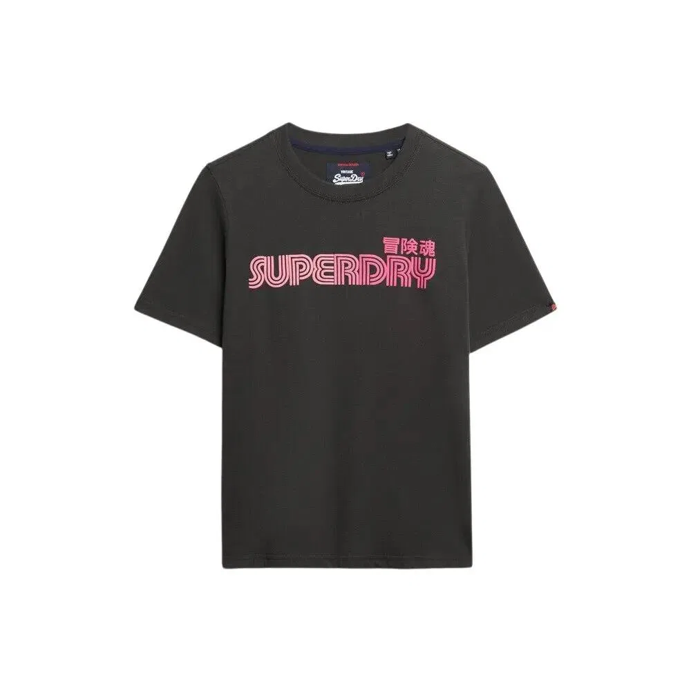 Женская футболка с принтом Faded Core Superdry, Schwarz