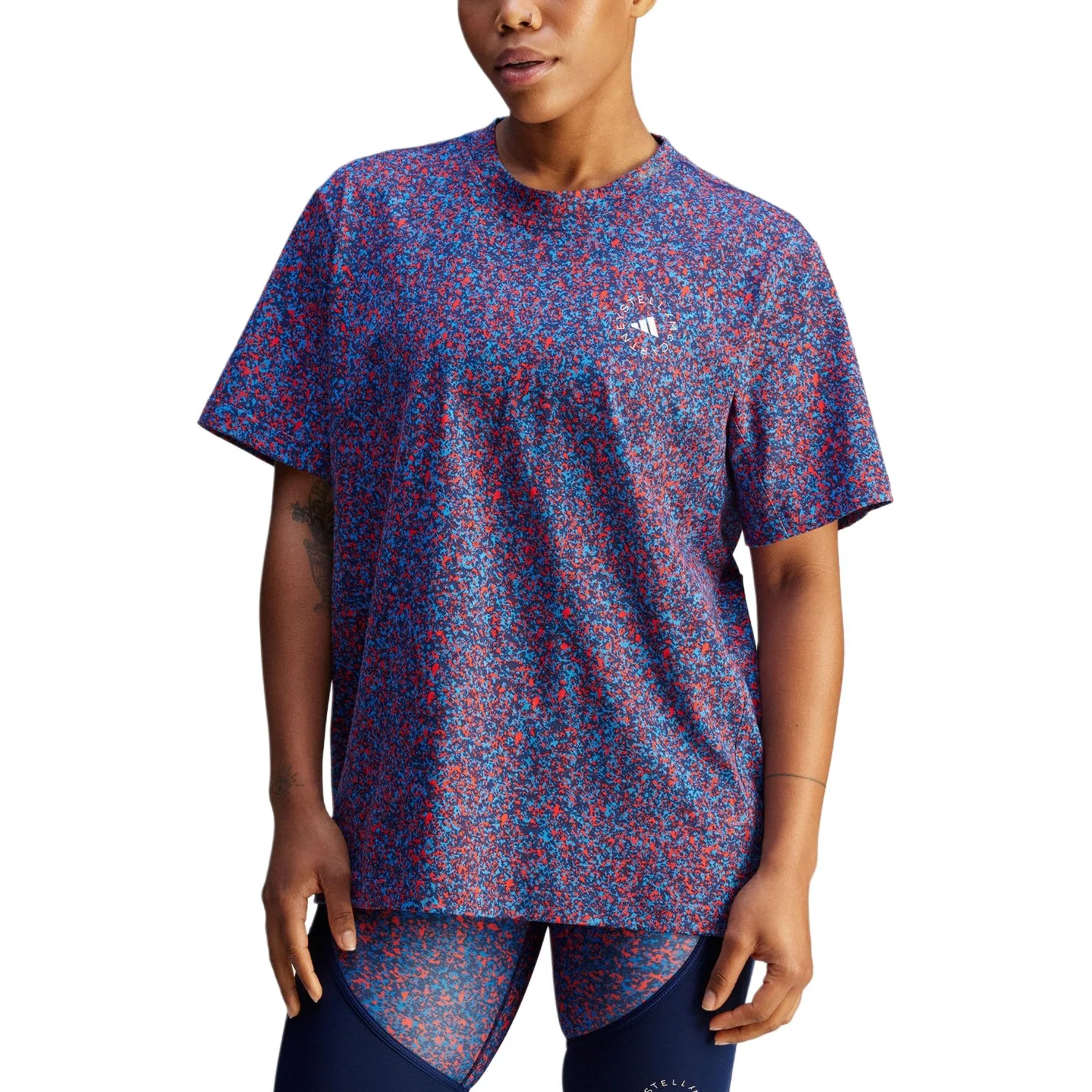 Женская футболка с принтом Adidas, White/Bright Red/Navy Blue — фото 3