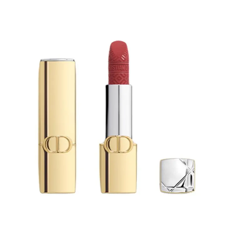 DIOR Ограниченная рождественская помада Fiery Blue Gold в тюбике, бархатистая, легко растушевывается, осветляющая, #720 Velvet