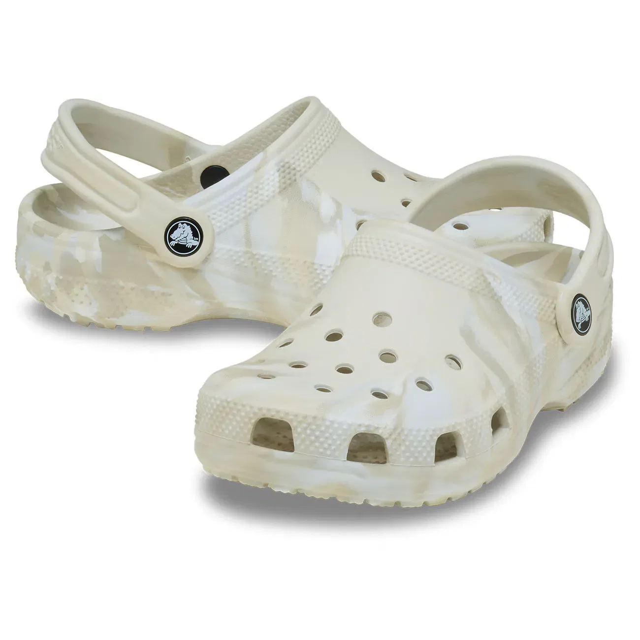 Детские сабо с мраморным дизайном Classic Marbled Clog K Crocs, Blanco — фото 2