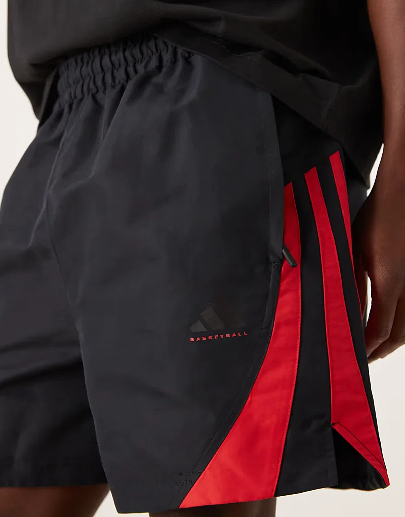Баскетбольные шорты Adidas Originals в черно-красном цвете — фото 4