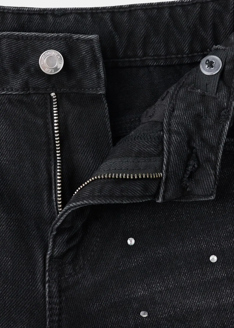 Детские джинсы MANGO KIDS с широкими штанинами, черные — фото 4