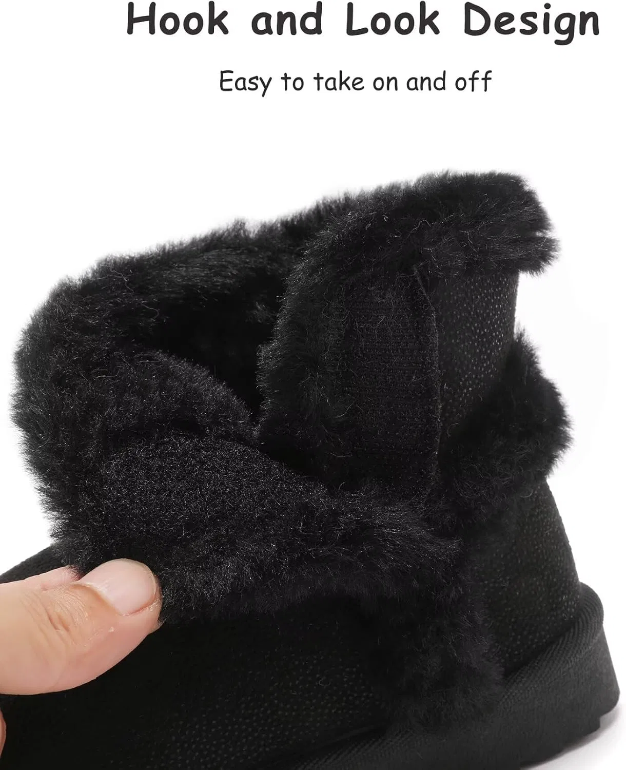 Детские ботинки для девочек с мехом Cubufly, Black — фото 4