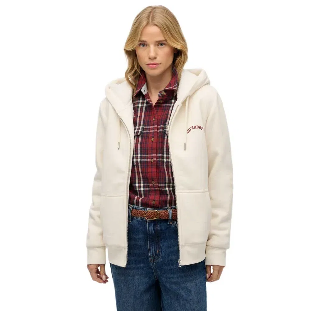 Худи на молнии с начесом Superdry, белый